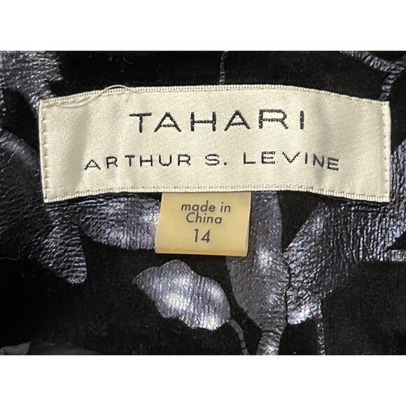 Tahari Arthur S. Levine Women's Black Open Front Jacket With Floral Pattern Sz 1 - Picture 5 of 7